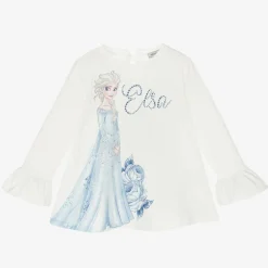 Girls Ivory Cotton Disney Top