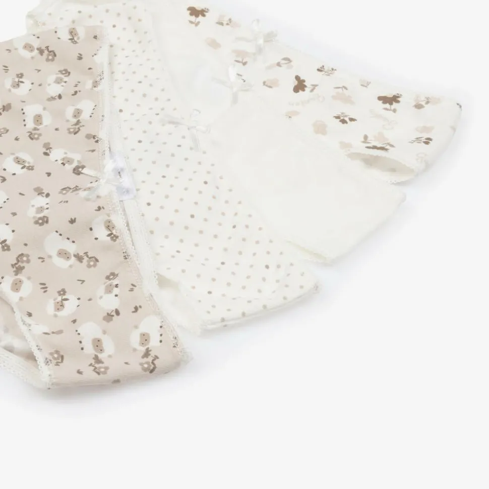 Girls Ivory Cotton Knickers (4 Pack)
