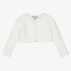 Girls Ivory Cotton Knit Bolero Cardigan