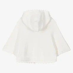 Girls Ivory Cotton Knit Cape