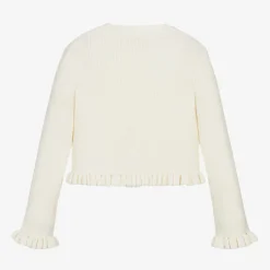 Girls Ivory Cotton Knit Cardigan
