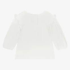 Girls Ivory Cotton Mouse Top