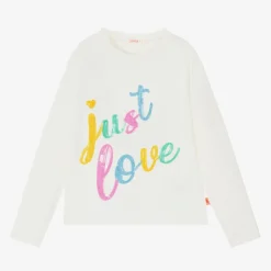 Girls Ivory Cotton Sequin Top