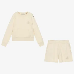 Girls Ivory Cotton Short Tracksuit