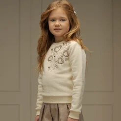 Girls Ivory Cotton Sweatshirt