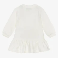 Girls Ivory Cotton Sweatshirt Dress