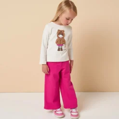 Girls Ivory Cotton Teddy Top