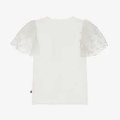 Girls Ivory Cotton T-Shirt