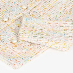 Girls Ivory Cotton Tweed Shorts Suit