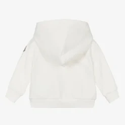 Girls Ivory Cotton Zip-Up Hoodie