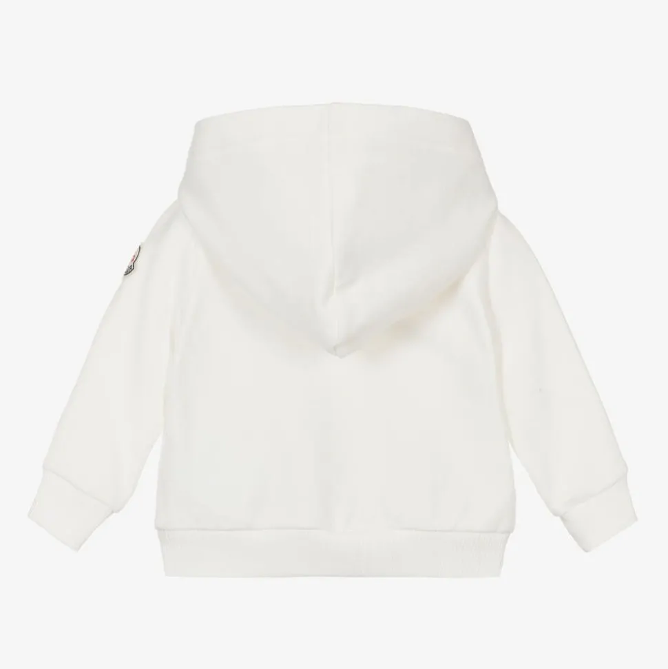 Girls Ivory Cotton Zip-Up Hoodie