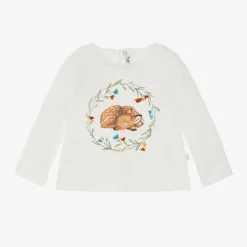 Girls Ivory Deer Cotton Top