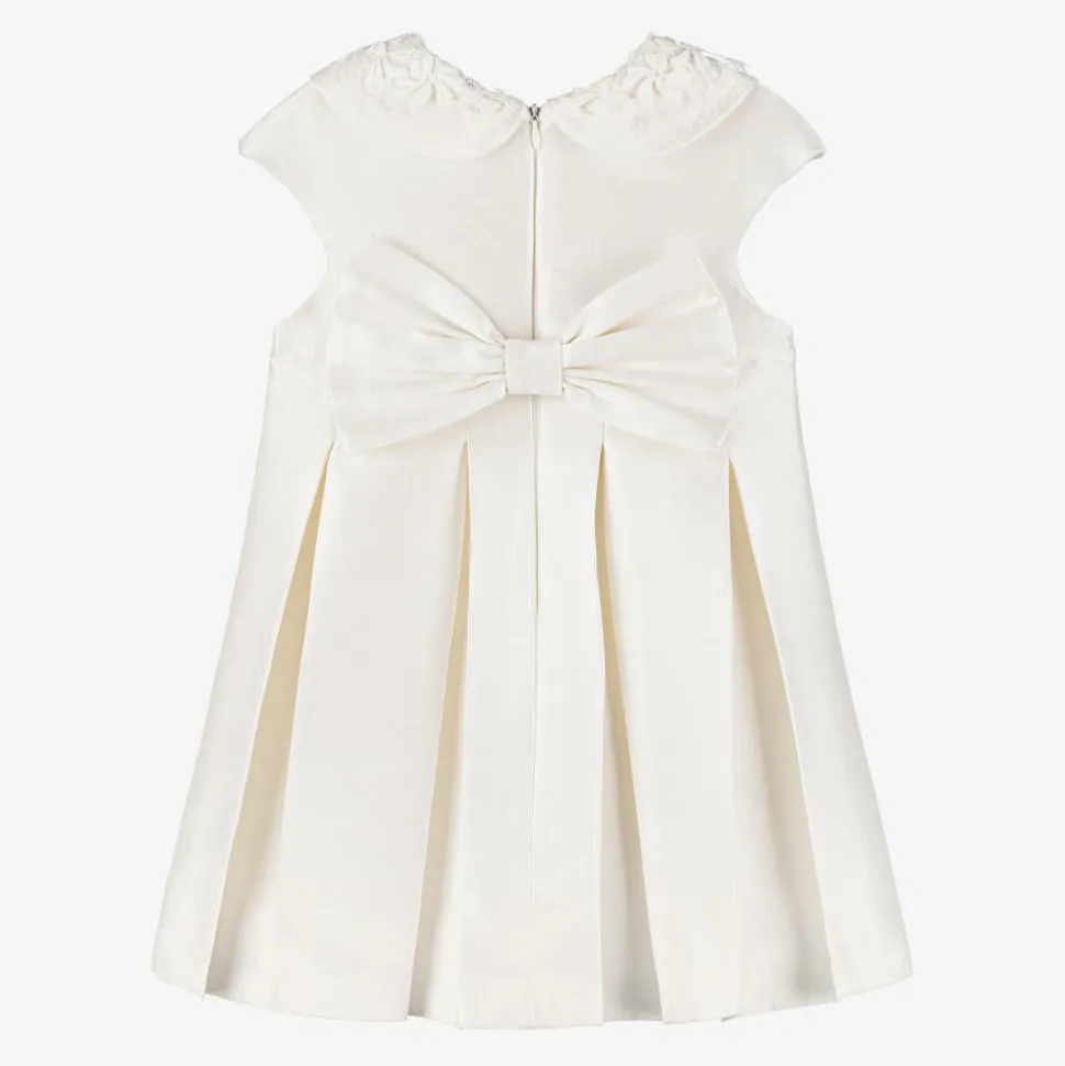 Girls Ivory Diamanté Flower Dress
