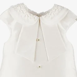 Girls Ivory Diamanté Flower Dress