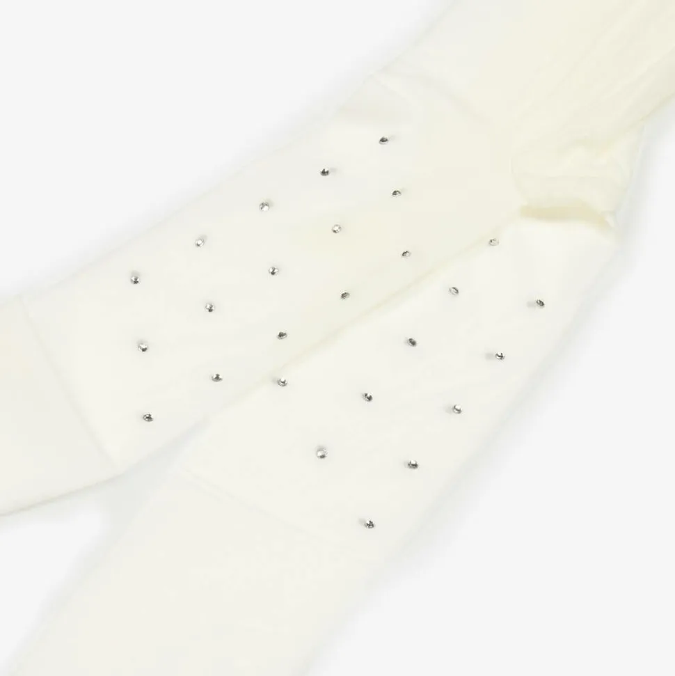 Girls Ivory Diamanté Tights
