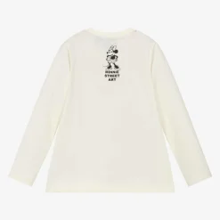 Girls Ivory Disney Print Cotton Top