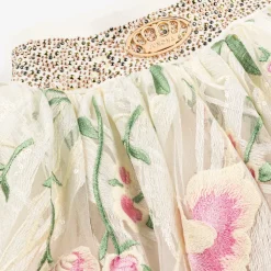 Girls Ivory Embroidered Tulle Skirt