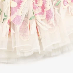 Girls Ivory Embroidered Tulle Skirt