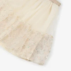 Girls Ivory Embroidered Tulle Skirt