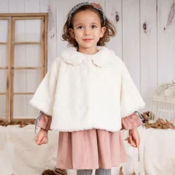 Girls Ivory Faux Fur Cape