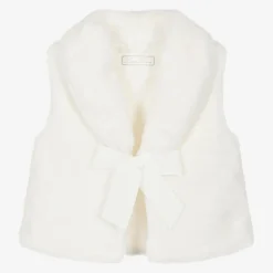 Girls Ivory Faux Fur Gilet