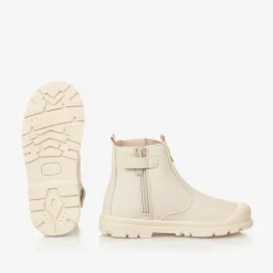 Girls Ivory Faux Leather Chelsea Boots