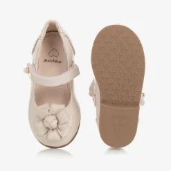 Girls Ivory Faux Patent Leather Shoes