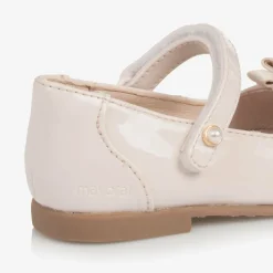 Girls Ivory Faux Patent Leather Shoes