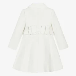 Girls Ivory Felted Ruffle Coat