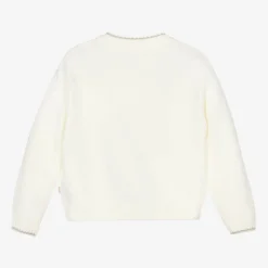 Girls Ivory Festive Knitted Sweater