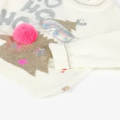 Girls Ivory Festive Knitted Sweater