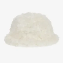 Girls Ivory Fluffy Faux Fur Hat