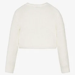 Girls Ivory Fluffy Knit Cardigan