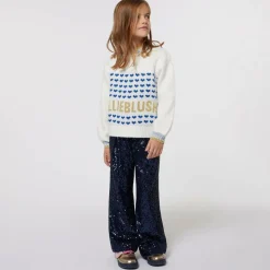 Girls Ivory Glittery Hearts Sweater