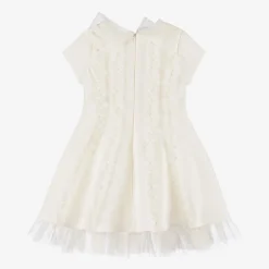 Girls Ivory Glittery Ruffle Dress