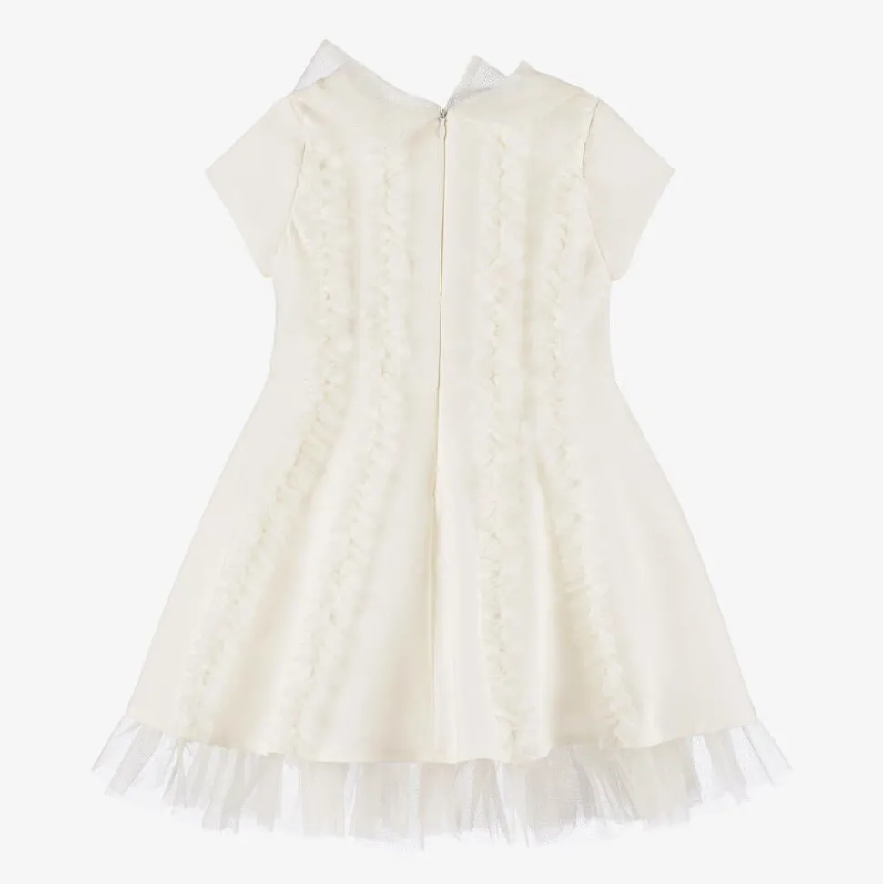 Girls Ivory Glittery Ruffle Dress