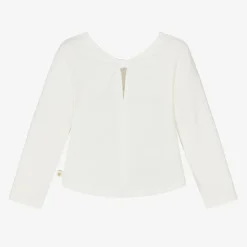 Girls Ivory Graphic Print Cotton Top