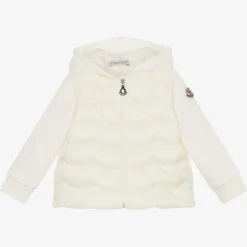Girls Ivory Hooded Zip Up Top