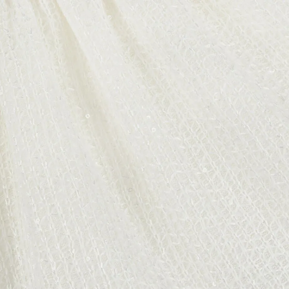 Girls Ivory Knit & Lace Dress