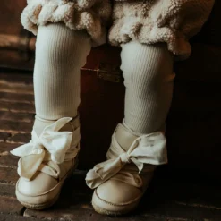Girls Ivory Leather Bow Pre Walkers