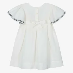 Girls Ivory Linen & Cotton Dress