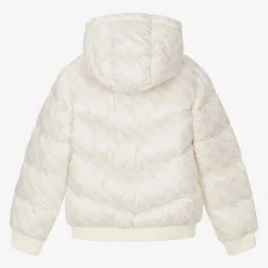 Girls Ivory Monogram Puffer Jacket