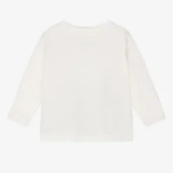 Girls Ivory Organic Cotton Flower Top