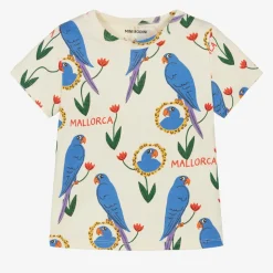 Girls Ivory Organic Cotton Parrot T-Shirt