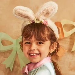 Girls Ivory Plush Bunny Hairband Set