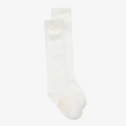Girls Ivory Pom-Pom Cotton Socks