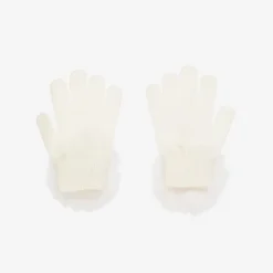 Girls Ivory Pom-Pom Knitted Gloves