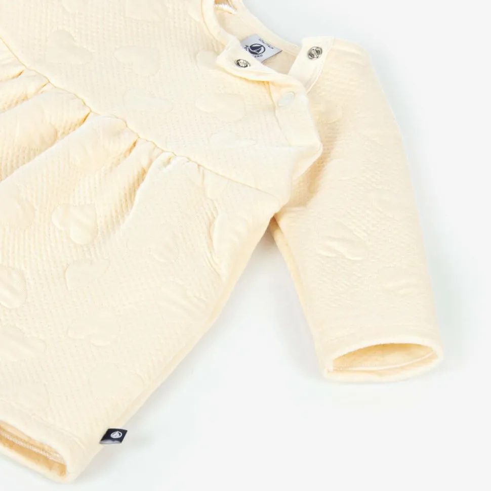 Girls Ivory Quilted Heart Cotton Dress