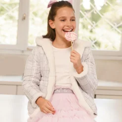 Girls Ivory Reversible Faux Fur Jacket