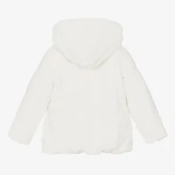 Girls Ivory Reversible Faux Fur Jacket